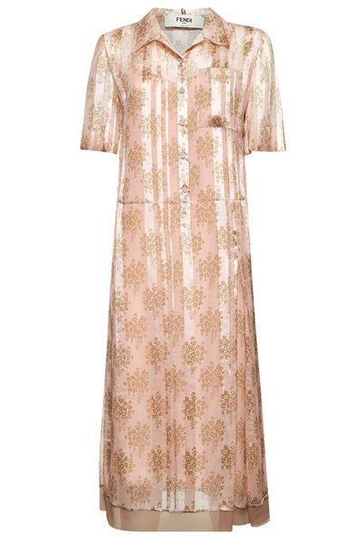 Fendi Floral Printed Short Sleeved Shirt Dress