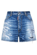 Dsquared2 Logo Patch Distressed Denim Shorts