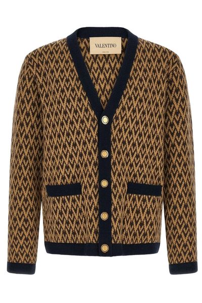 Valentino Toute La V Patterned V-Neck Cardigan