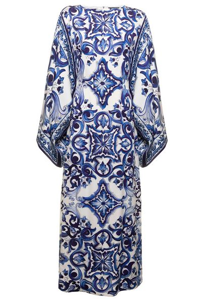 Dolce & Gabbana Majolica Print Wide Sleeves Dress
