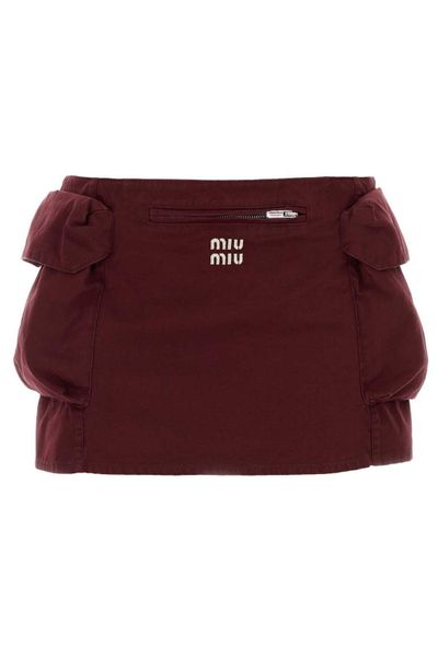 Miu Miu Washed Poplin Mini Skirt