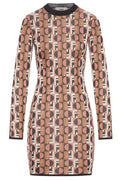 Fendi Optical Archive Print Long-Sleeve Mini Dress