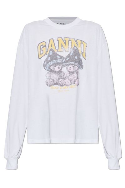 Ganni Graphic Long-Sleeve T-Shirt