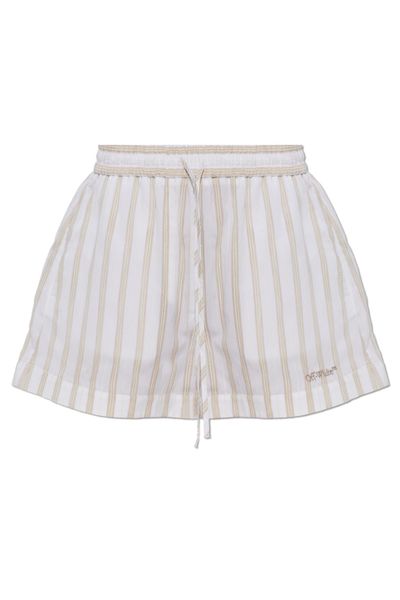 Off-White Striped Drawstring Shorts