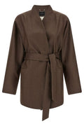 Kiton Belted Shawl-Collar Blazer