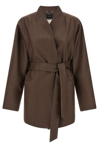 Kiton Belted Shawl-Collar Blazer