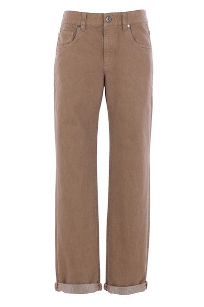Brunello Cucinelli Logo Patch Turn-Up Hem Jeans