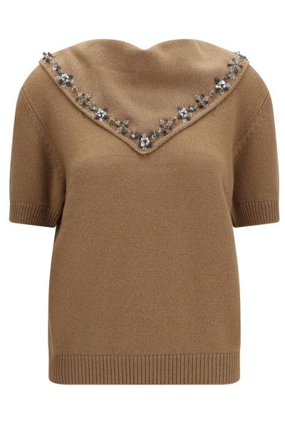 Prada Embellished Knitted Jumper