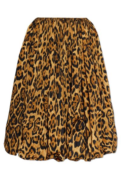 Alaïa Gathered Animal-Pattern Skirt