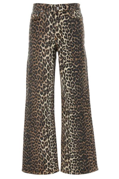 Ganni Leopard Printed Flared Jeans