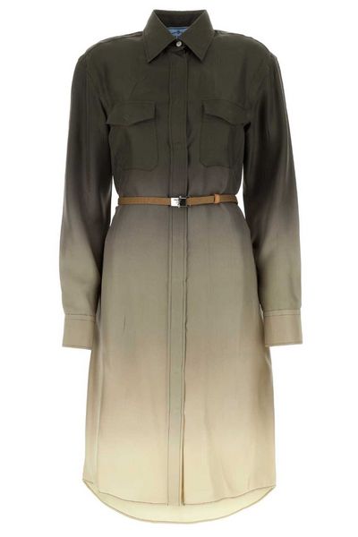 Prada Gradient Belted Shirtdress