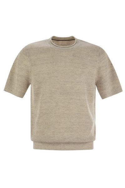 Brunello Cucinelli Half English Rib Knitted T-Shirt