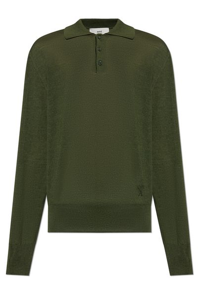 AMI Long Sleeved Knitted Polo Shirt