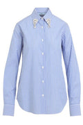 Prada Embellished Long Sleeved Striped Shirt