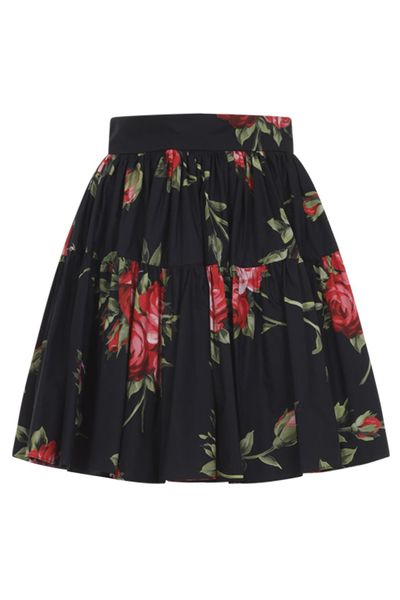 Dolce & Gabbana Rose Bouquet-Printed Mini Skirt