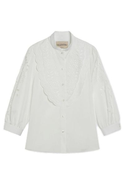 Valentino Embroidered Button-Up Poplin Shirt