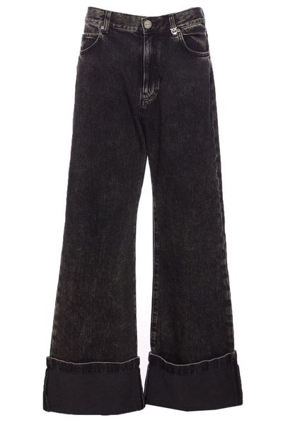 Pinko Wanda Wide-Leg Turn-Up Jeans