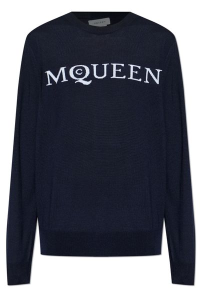 Alexander McQueen Logo Intarsia-Knit Crewneck Jumper