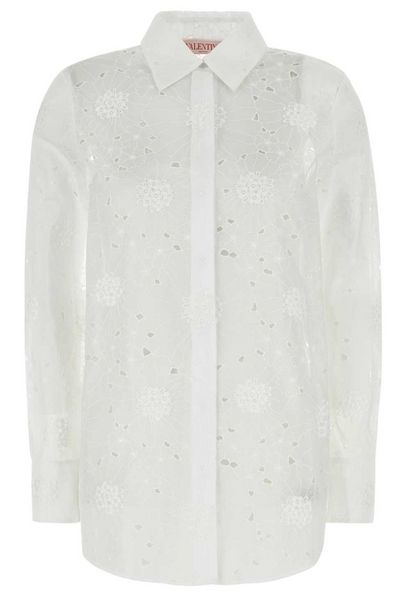 Valentino Floral Embroidered Long-Sleeved Shirt