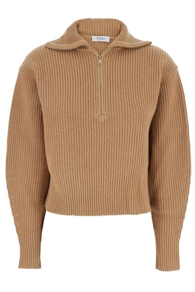 Max Mara Half-Zip Ribbed Knitted Sweater
