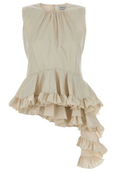 Alexander McQueen Asymmetric Ruffled Sleeveless Top