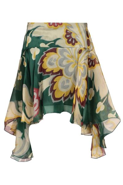 Etro Floral Motif Asymmetric Midi Skirt