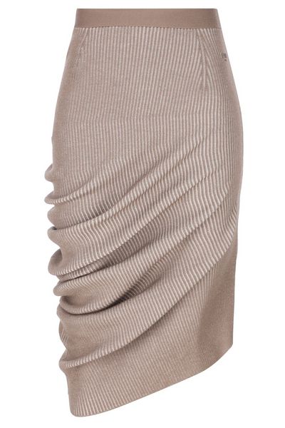 Fendi Asymmetric Draped Ribbed Skirt