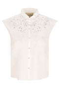 Valentino Button-Up Embroidered Poplin Shirt