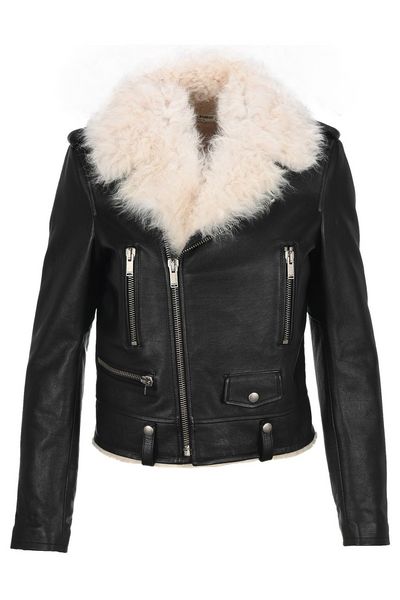 Saint Laurent Zip Detailed Biker Jacket