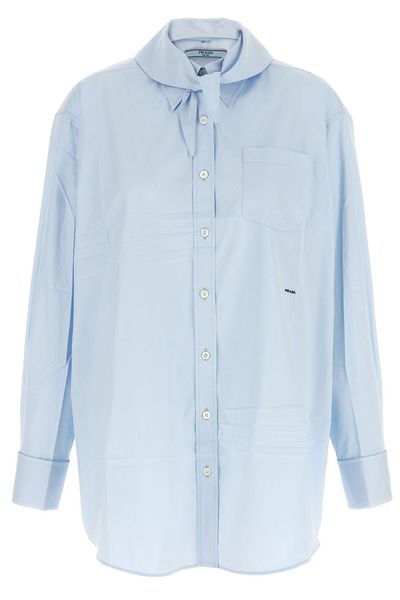 Prada Logo Embroidered Long Sleeved Shirt