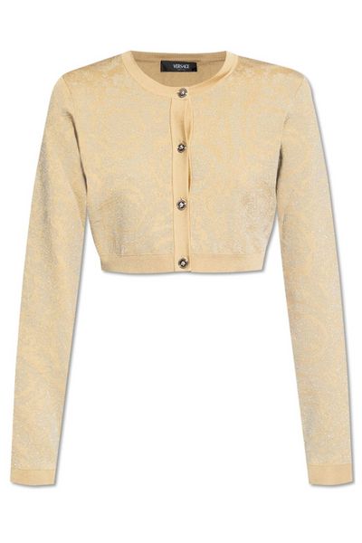 Versace Barocco Button-Up Cropped Cardigan