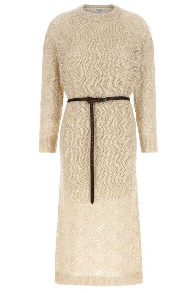 Brunello Cucinelli Dazzling Abstract Leaf Knitted Dress