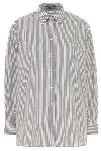 Prada Logo Detailed Striped Shirt