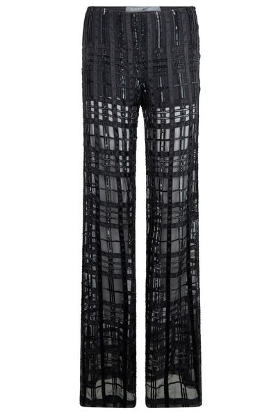Alberta Ferretti Sheer Striped Flared Pants