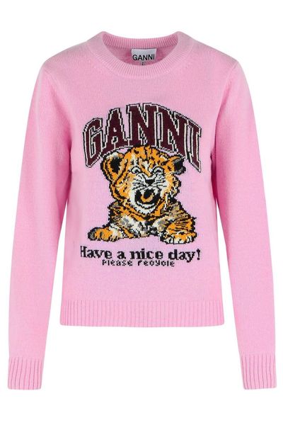 Ganni Rabbit Graphic Crewneck Jumper