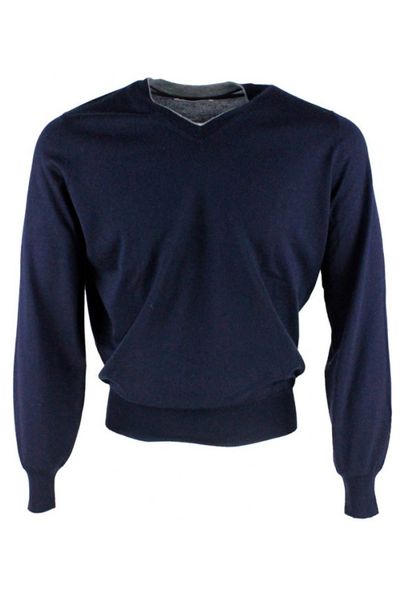 Brunello Cucinelli Ribbed-Knit V-Neck Jumper