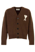 AMI De Coeur Logo Intarsia V-Neck Cardigan