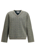 Maison Margiela Long Sleeve V-Neck Grid-Pattern Jumper
