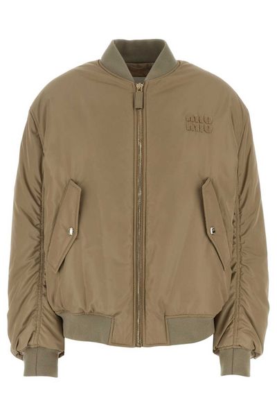 Miu Miu Logo-Patch Zipped Bomber Jacket