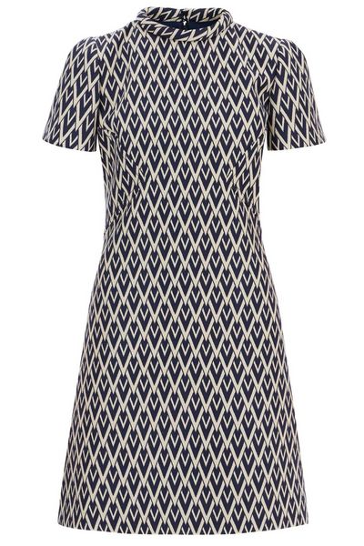 Valentino All-Over Patterned Short-Sleeved Mini Dress