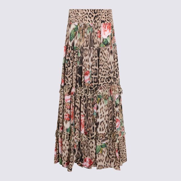 Roberto Cavalli Tiered Animal-Print Skirt
