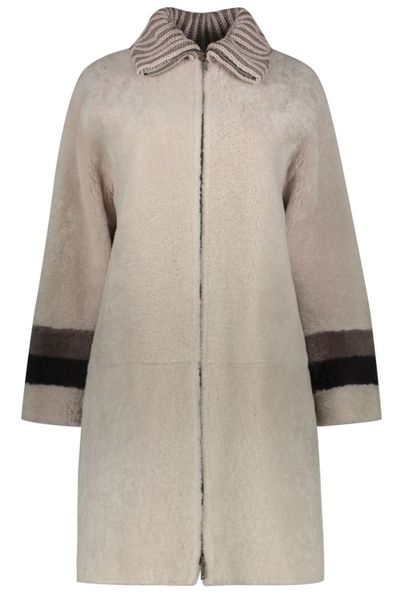 Lorena Antoniazzi Shearling Knit-Collar Coat