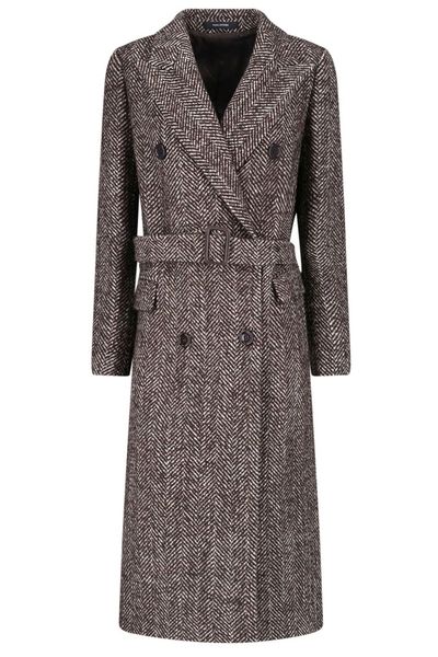 Tagliatore Herringbone Belted Double-Breasted Coat