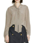 Prada Houndstooth-Jacquard Pussy-Bow Detailed Blouse