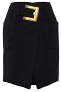 Balmain Buckled Wrap Mini Skirt