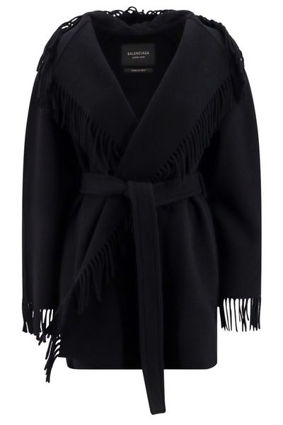 Balenciaga Belted Fringed Coat
