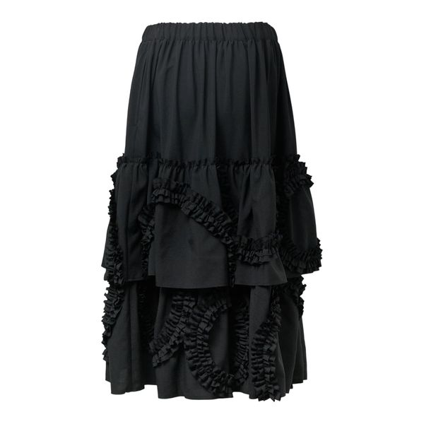 Black Comme des Garçons Elasticated Waistband Ruffle Skirt