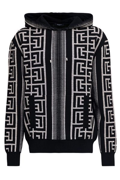 Balmain Maxi Monogram Drawstring Hoodie