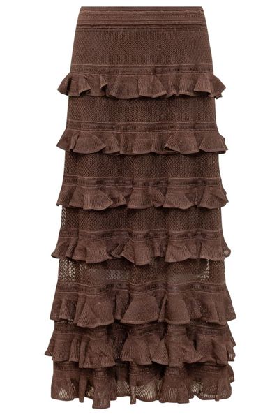 Zimmermann Ruffled Knitted Long Skirt