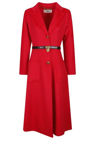 Elisabetta Franchi Single-Breasted Belted Long Coat